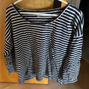 Madewell blue and white striped long-sleeved top